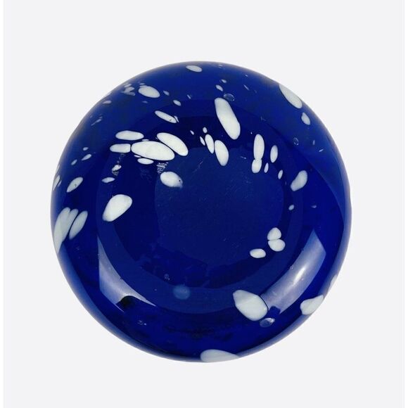 VTG Blue Speckled Blown Art Glass Pitcher White Splatter Swirl Applied Unique - Picture 7 of 12